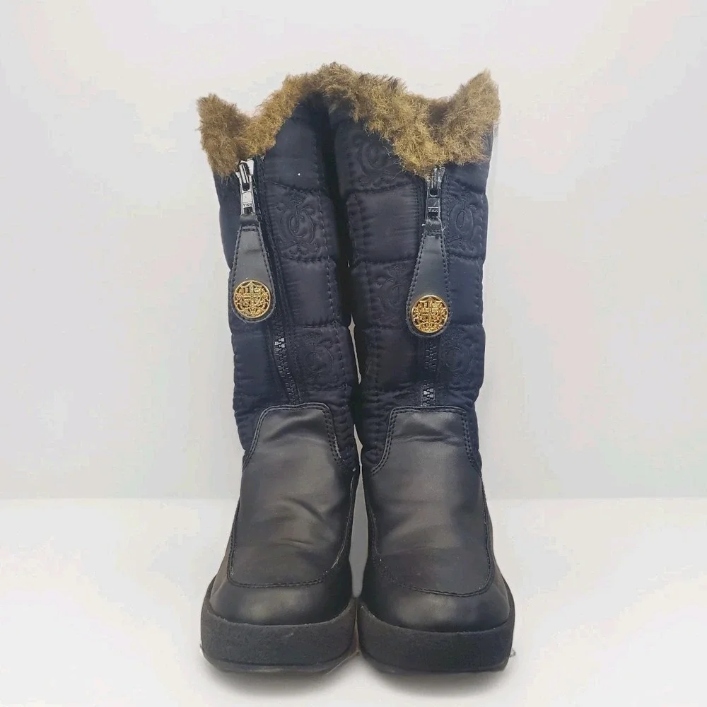 Juicy Couture Snowflurry Women's Boots Size‎ 7 Black Nylon Chocolate Faux Fur